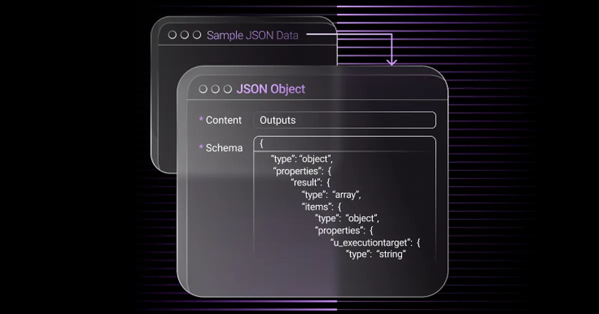 Illustration d'un bloc de code JSON-LD connecté à une page web, symbolisant les données structurées Schema.org